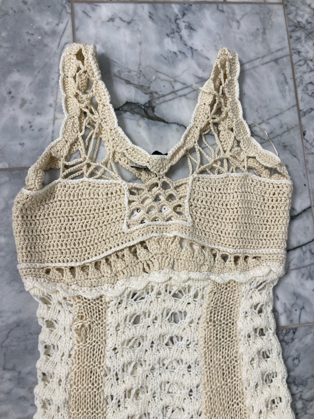 ZARA Limited Edition Cream Beige Crochet Knit Dress NWT - Picture 4 of 15